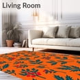 thumbnail image 2 of ODIKA 3'x5' Machine Washable Non-Slip Area Rug, Classic Holly Berry Vine Design Dorm Style Accent High Traffic Rug, Orange, 611776, 2 of 7