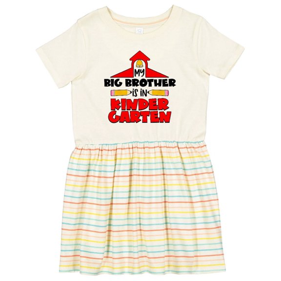 Inktastic My Big Brother is in Kindergarten School House with Bell Girls Toddler Dress