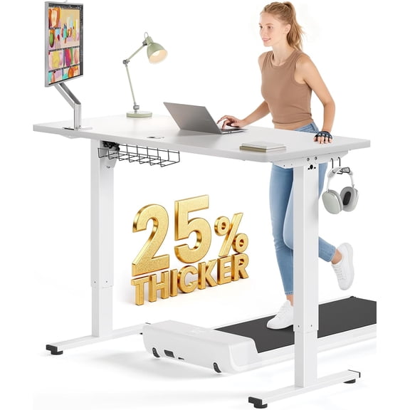 Electric Adjustable Standing Desk - 48 x 24 Inch Sit-Stand Desk with 0.8 Inch Thick Tabletop, 3 Memory Presets & Cable Management