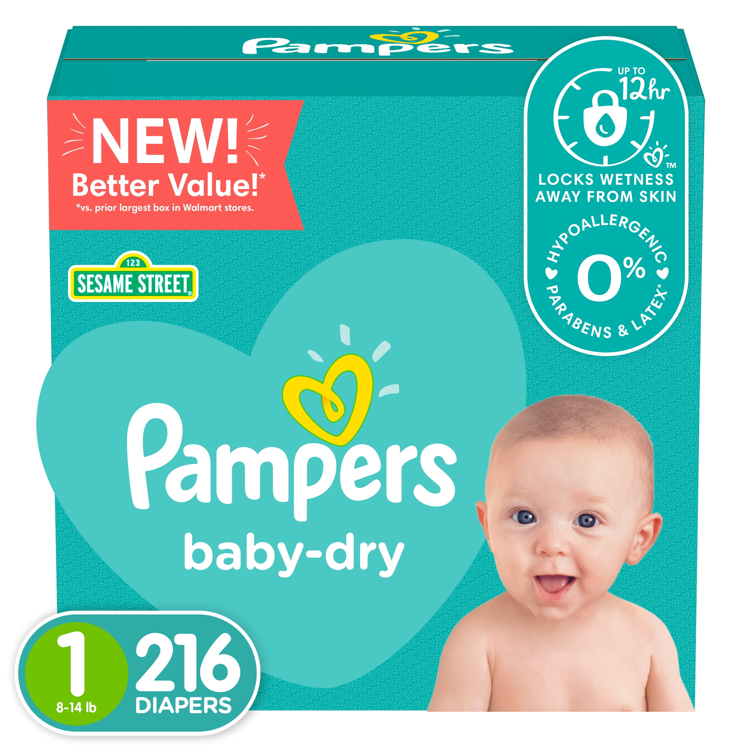 salon Edelsteen Mijlpaal Pampers Baby-Dry Extra Protection Diapers, Size 1, 216 Count - Walmart.com