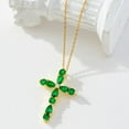 thumbnail image 1 of Nvzi Colgante de collar hecho a mano, colgante de cruz de circonita de colores en forma de gota (verde), 1 of 4