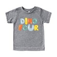 thumbnail image 4 of Dino Four Birthday Shirt for Boys & Girls Dinosaur 4th Birthday Party Tshirt for Kids Granite Heather Shirt 3T, 4 of 5