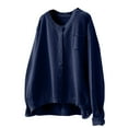thumbnail image 1 of Duoif Cardigan pour Femmes en Coton Tricoté Veste Automne Vêtements Rétro Littéraires Ample Décontracté à Manches Longues Bleu TTTG, 1 of 9