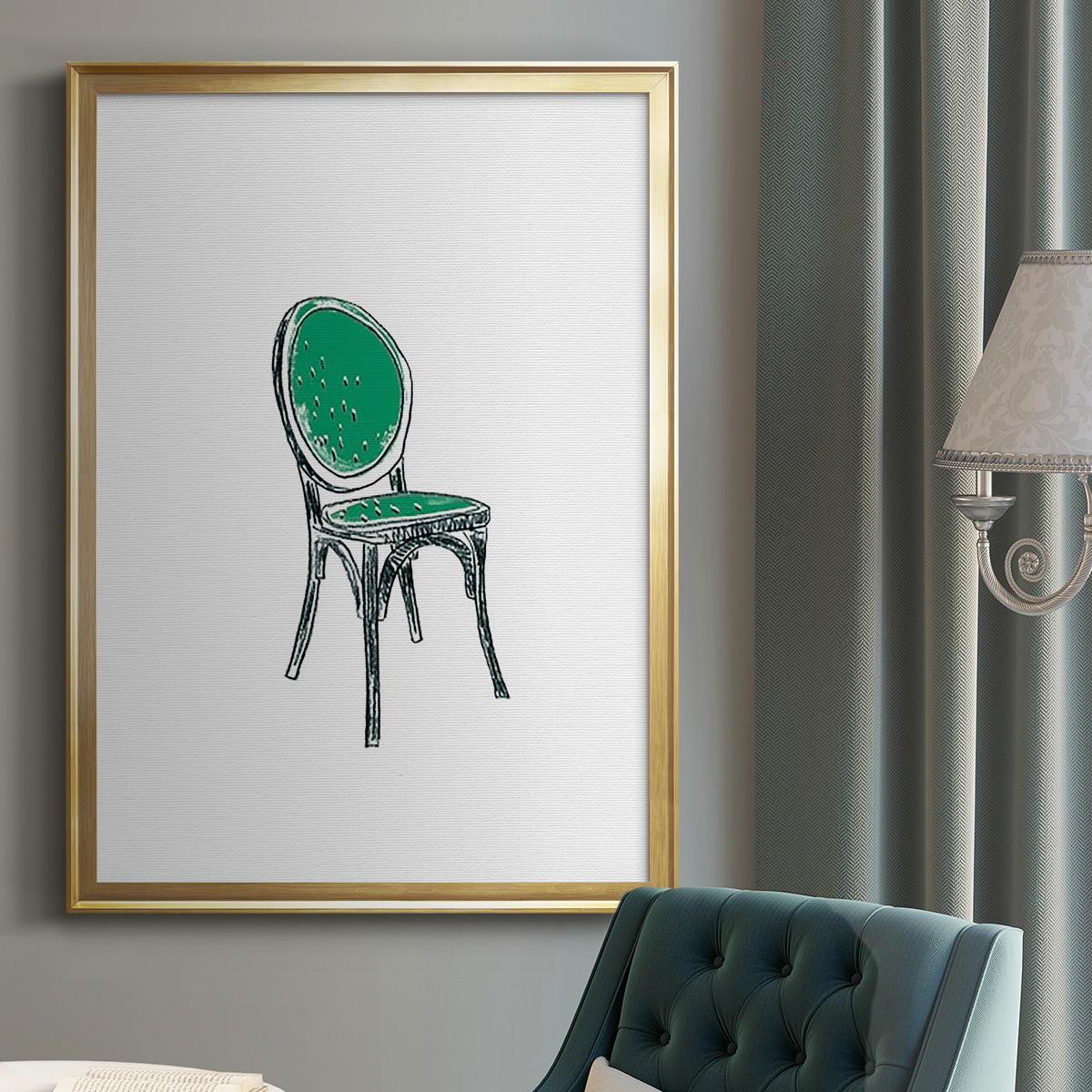 Take a Seat VIII Premium Framed Print, in Gold, Black, or Silver - Ready to Hang
