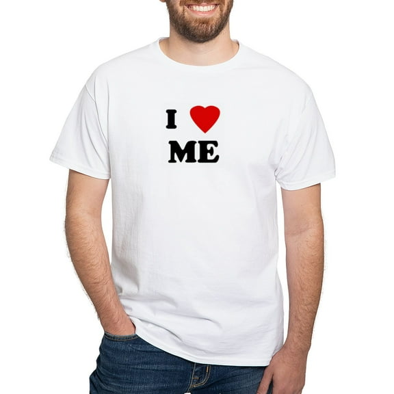 CafePress - I Love ME White T Shirt - Men's White Classic Cotton T-Shirts