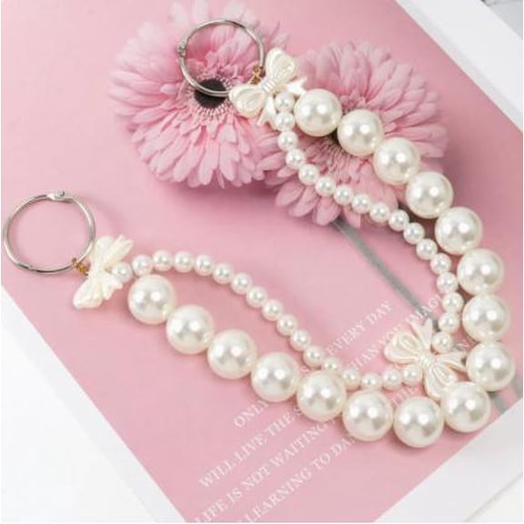 LOLIPPYY White Faux Bow Handbag Charm Pendant Elegant Bag Hanging Decoration Chain Accessory