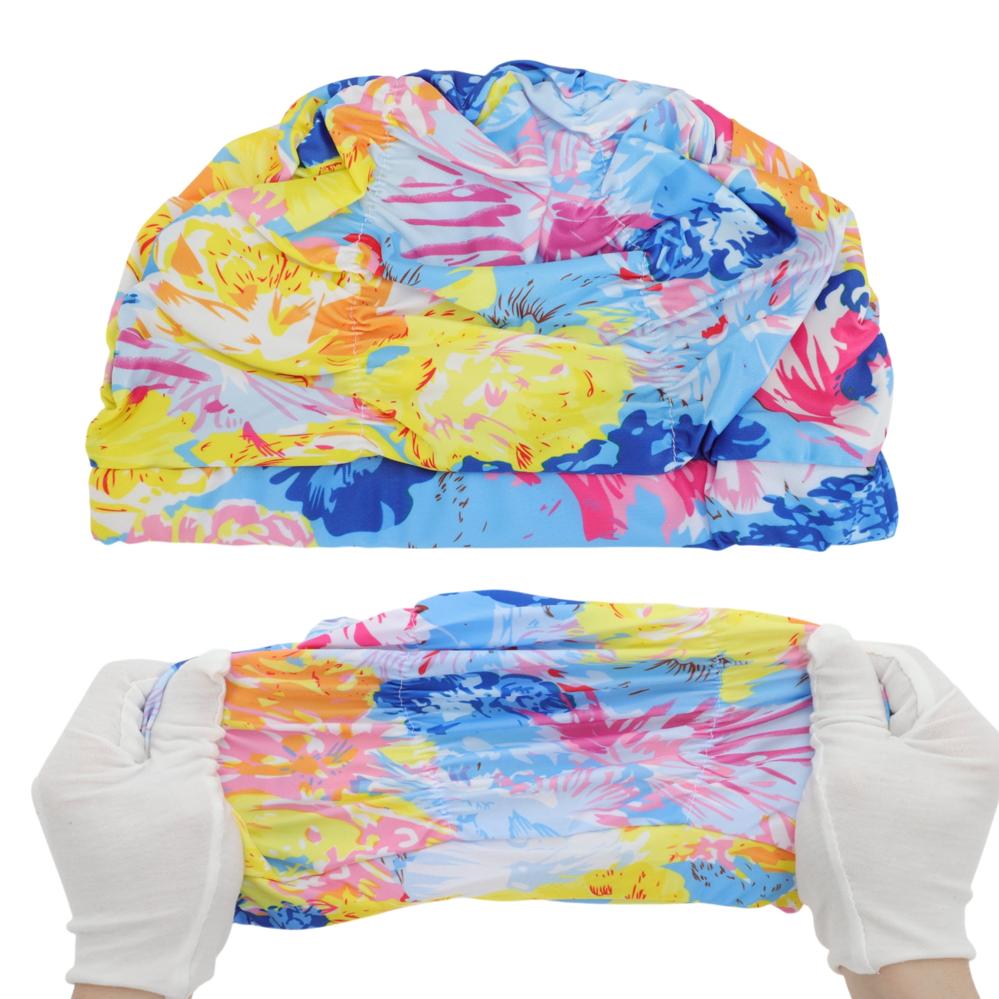 Unique Bargains 1Pc Breathable Pleated Style Swimming Cap Assorted Color