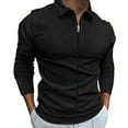 thumbnail image 3 of FYDUU Men's Casual Polo Shirts Men Casual Autumn Slim Fit Sport Shirt Zipper Turn Down Long Sleeve Polo Tee Shirts Stylish Tops Temperament Basic Tee, 3 of 3