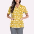 thumbnail image 2 of OIOLOYJM Easter Scrub Tops Women 2026 Happy Medical Bunny Eggs Print Tops Short Sleeve V Neck Shirt Soft Plus Size T Shirts with Pockets Yellow 5XL, 2 of 5