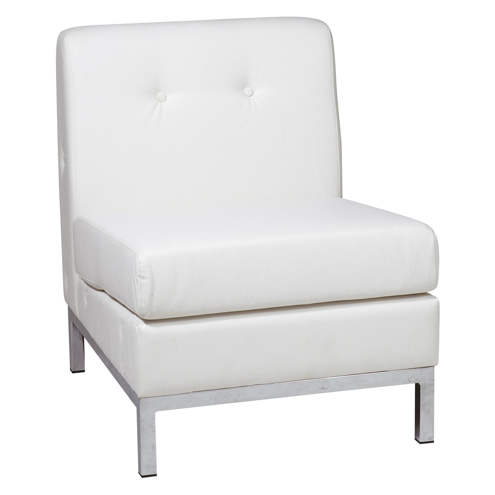 OSP Home Furnishings Wall Street Armless Chair. White Faux Leather