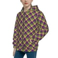 thumbnail image 2 of Kdxio Mardi Gras Plaid Pattern Kids Boys Girls Zip Up Hoodie 3D Printed Hooded Sweatshirt Hoody Coat with Pocket 7-12 Y-Small, 2 of 6