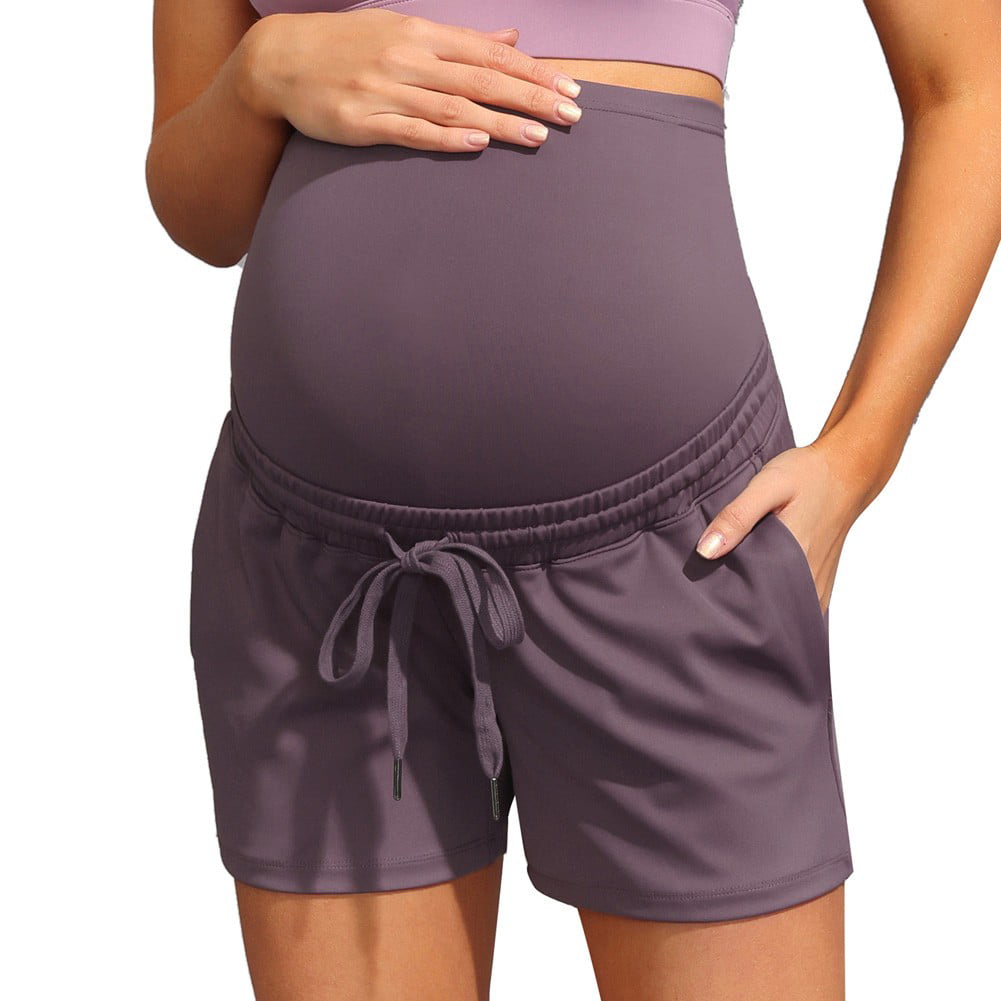 Maacie Maternity Active Shorts with Pockets and Drawstring Waist for Women 
