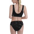 thumbnail image 3 of Daiia Black Marble Texture Abstract printed 2 piece Swimsuit Bikinis for Women High Waisted Racerback Bathing Suits Summer Tummy Control Scoop Neck Swimwear-Small, 3 of 8