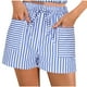 thumbnail image 1 of Pantalones Cortos Casuales de Verano para las Mujeres Cordón de Bolsillo a Rayas de Moda, Desgaste Callejero de Poliéster Aireado, 1 of 6