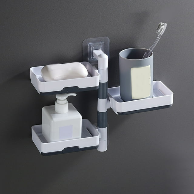 weibbin Soap 1-4-Layer Self-Adhesive Soap Dish Wall Mounted Rotatable Soap Box Storage For Bathroom Kitchen