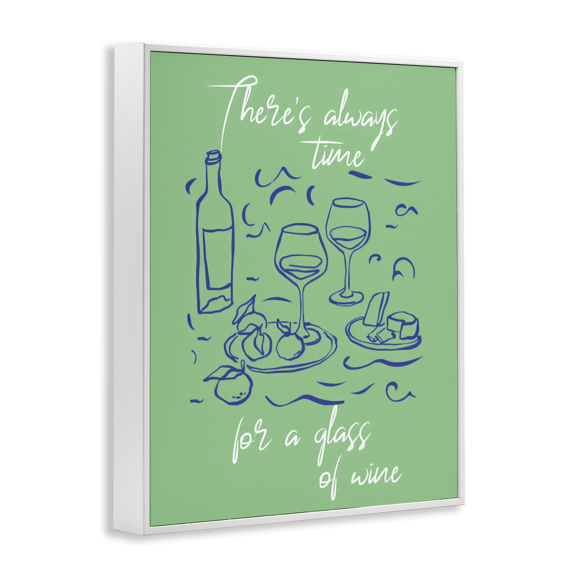 Stupell Industries Always Time For Glass Of Wine White Framed Giclee Art, design by The Prints Vibe