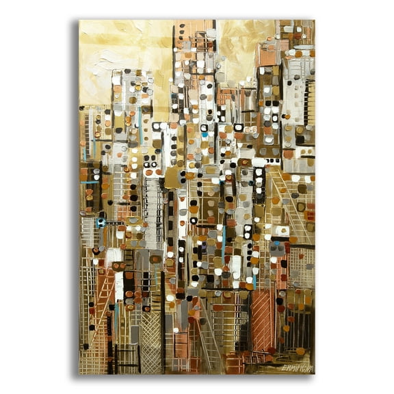 Epic Art 'Golden Cityscape' by Ekaterina Ermilkina, Acrylic Glass Wall Art, 12"x16"