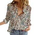 thumbnail image 2 of Spring Tops for Women 2024 Long Sleeve Shirts Fashion Casual Blouses Shirts, Flower Print Button Down Shirt Floral V Neck Graphic, 2 of 4