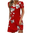 thumbnail image 2 of Nuoqisi Women's Casual A-Line Dresses Summer Floral Tshirt Dress Short Sleeve Mini Dress Flowy Sundresses, 2 of 5