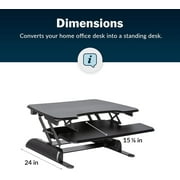 Vari - VariDesk Essential 30 - Two-Tier Standing Desk Converter for Home Office - Adjustable Sit Stand Desk with 11 Height Settings - Standing Desk Riser for Monitor & Accessories - 30 Wide, Black