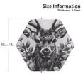 thumbnail image 2 of Honeii Monochrome Deer Floral Print Leather Coaster Set of 4, Ideal for Safeguarding Your Furniture from Drinks Spills and Effortless Cleanup-Hexagon, 2 of 6