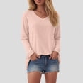 thumbnail image 2 of Towmus Womens Long Sleeve Shirts V Neck Casual Tops Loose Dressy Basic Fall Fashion Trendy Outfits Winter Clothes, 2 of 6