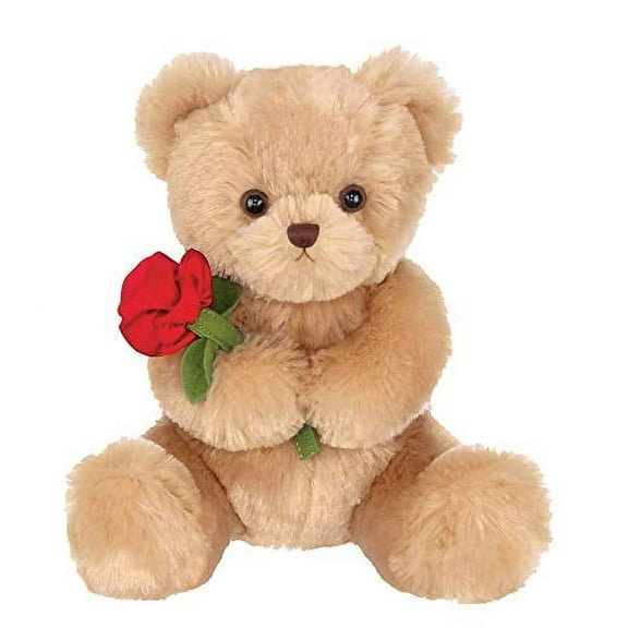 Bearington Collection Remington Plush Stuffed Animal Teddy Bear with Rose, 9.5 inches