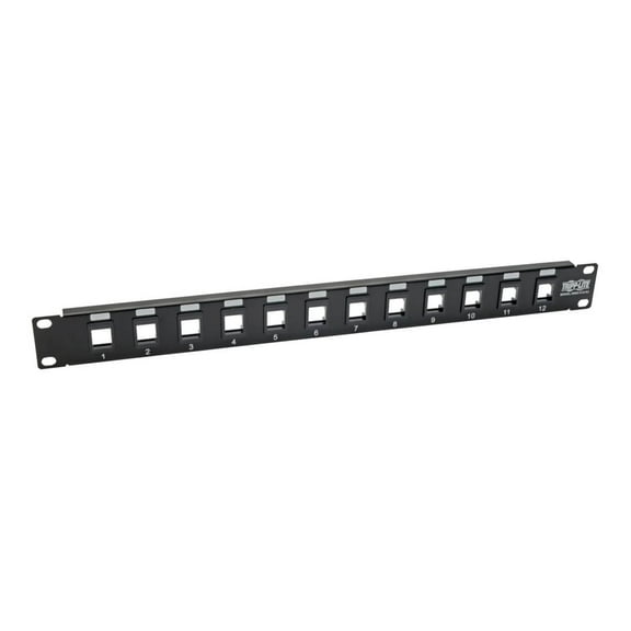 Tripp Lite 12-Port 1U Rack-Mount Unshielded Blank Keystone/Multimedia Patch Panel, RJ45 Ethernet, USB, HDMI, Cat5e/6 (N062-012-KJ)