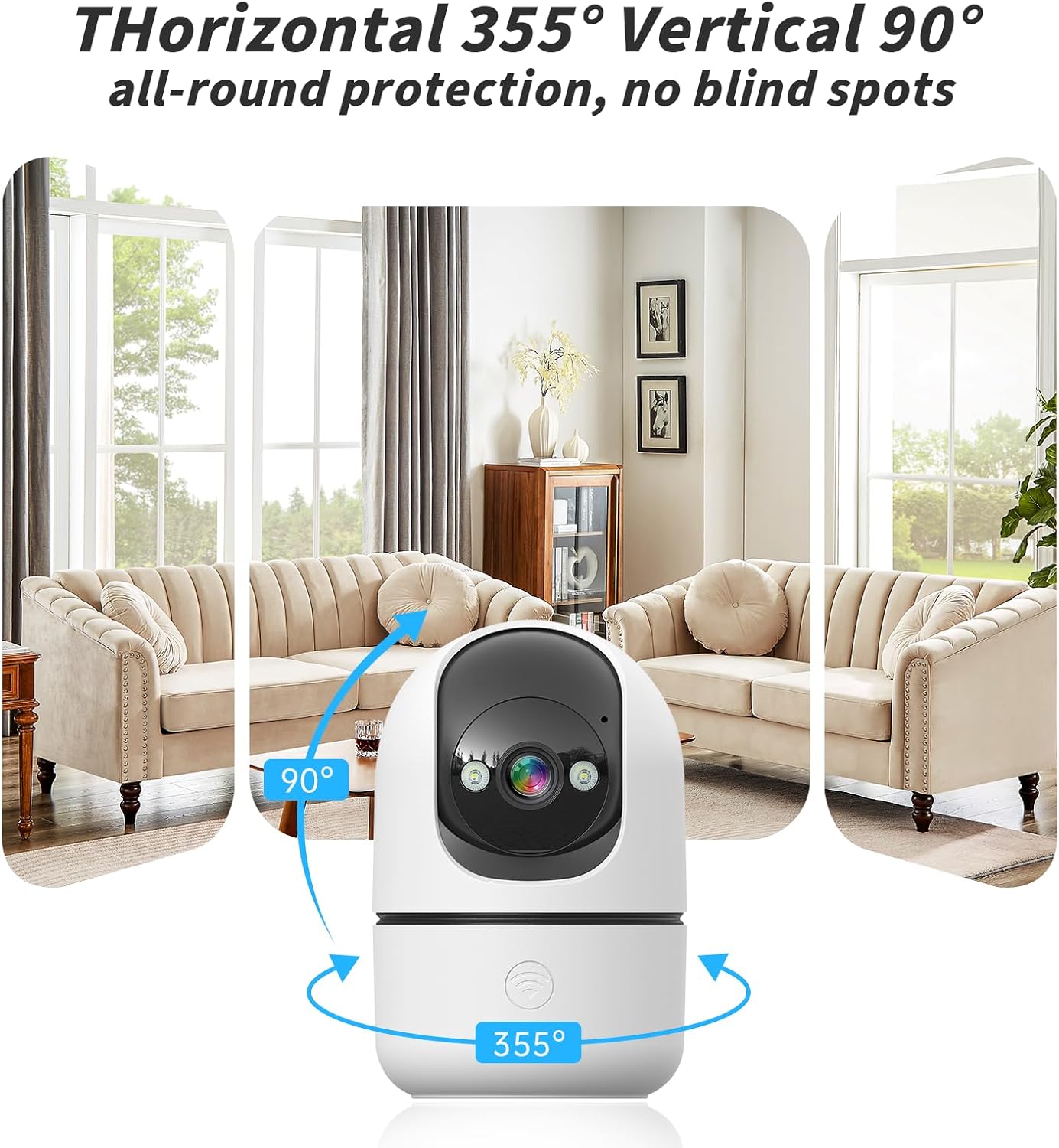 Jqimn 2K Indoor Security Camera with 360° Pan-Tilt and Night Vision photo 2