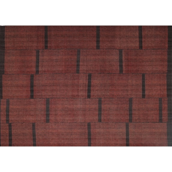 Ahgly Company Machine Washable Indoor Rectangle Contemporary Brown Red Area Rugs, 8' x 10'