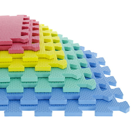 Foam Mat Floor Tiles, Interlocking EVA Foam Padding by Stalwart – Soft Flooring for Exercising, Yoga, Camping, Kids, Babies, Playroom – 8 Piece (Best Flooring For Children)