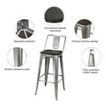 thumbnail image 5 of Leejay 30 inch High Back Metal Stools with Dark Wood Seat, Gunmetal, Set of 3, 5 of 5