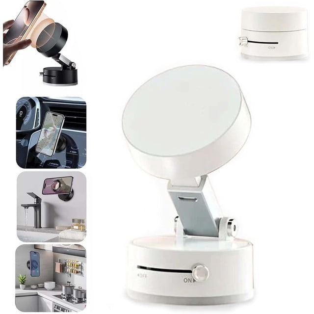 Support de Téléphone Netruna, Netruna Airgrip Pro, Support Magnétique à Aspiration pour Voiture, Support de Téléphone Réglable pour Tous les Téléphone Intelligent (Blanc)