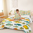 thumbnail image 3 of Manfei Tropical Ocean Fish King Bedding, Underwater Wildlife King Bed in a Bag, Cream Orange, Reversible, 7-Piece, 3 of 6