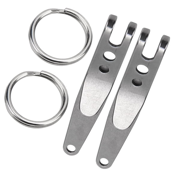 Suodoka 2Pcs Outdoor Belt Clip Stainless Steel Suspension Pocket Clip Key Holder with Keychain Mini Heavy Duty EDC Multitool Key Ring Set (1.6x0.3 inches / 40x7mm)