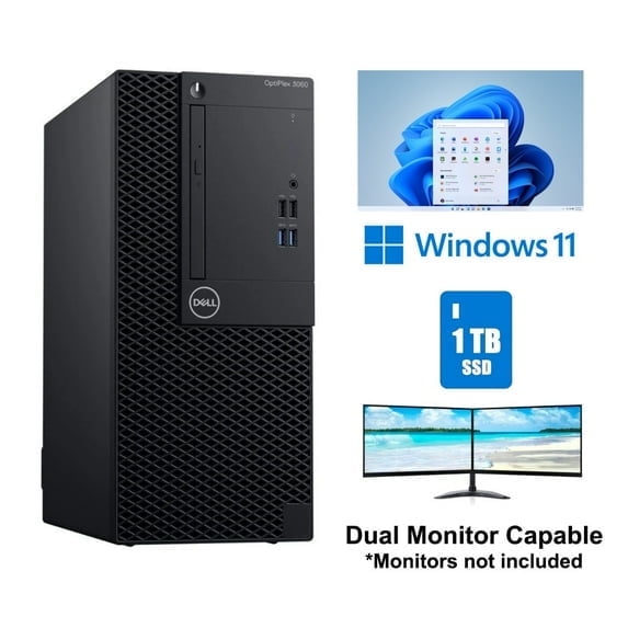 Restored Dell OptiPlex 3060 MT Core i5 8th Gen 32GB Ram 1TB SSD Windows 11 Desktop Computer