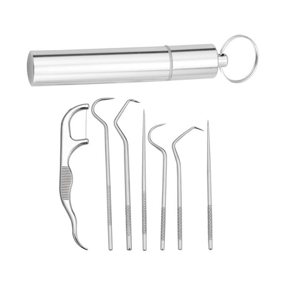 Juego de Palillos de dientes Jinwen de acero inoxidable 304 7 piezas portátiles