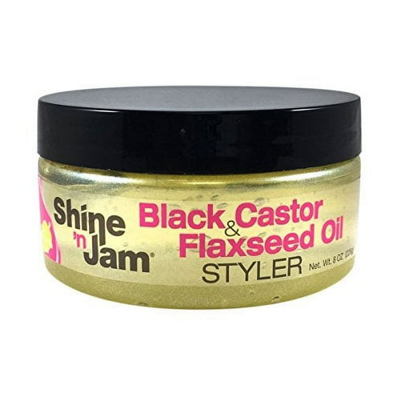 Ampro Shine N Jam Black Castor & Flaxseed Oil Styler Gel, 8 oz, 2 Pack