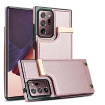 Wallet Case for Samsung Galaxy Note 20 Ultra, Vintage Premium PU Leather Ultra Slim Case with Card Holder, Protective Anti-drop Magnetic Clasp Phone Case for Galaxy Note 20 Ultra, Rosegold