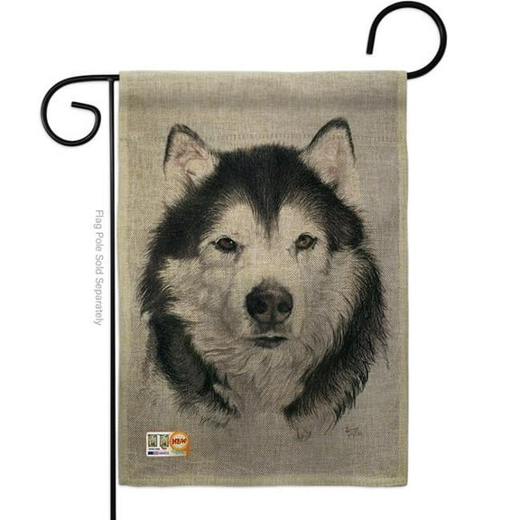 13 x 18.5 in. Husky Burlap Nature Pets Impressions Decorative Vertical Double Sided Garden Flag