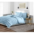 thumbnail image 2 of SGI Bedding 3 Piece Cotton Multi Ruffle Duvet Cover Light Blue Solid 600TC Calking, 2 of 7