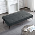 thumbnail image 3 of BSHTI 63.39" Futon Sofa Bed with 5 Adjustable Positions – Polyester Fabric Convertible Sleeper Couch with Iron Frame, Clean-Lined Modern Design for Living Room, Apartment, Office, Dark Gray, 3 of 10