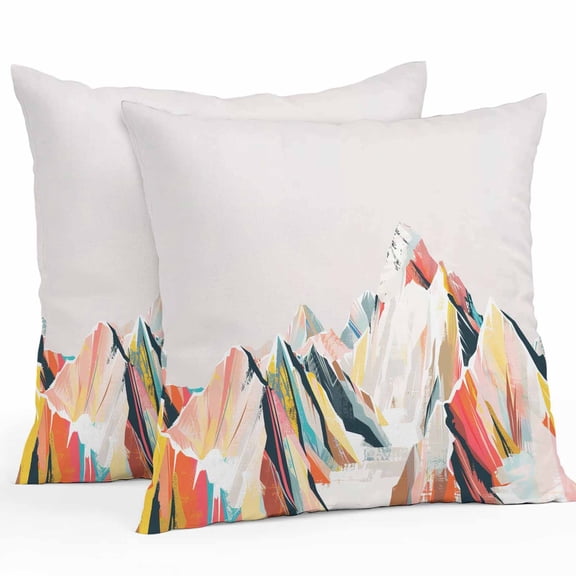 Abstract Colorful Outdoor Pillow Covers Pack of 2 Mountain Colored Drawing Oil Painting Waterproof Throw Pillow Covers Decorative Cushion Cases for Patio Garden Tent Balcony Couch 26x26 inch