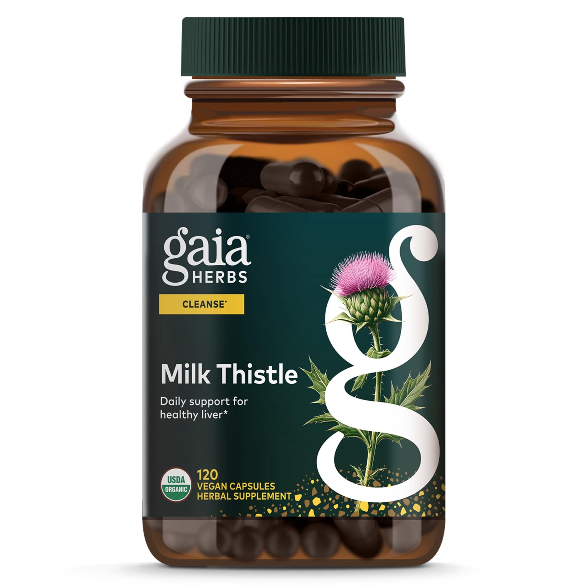 Gaia Herbs Milk Thistle - Liver Supplement & Cleanse Support for Helping to Maintain Healthy Liver Function* - 120 Vegan Capsules (40 Servings)