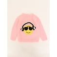 thumbnail image 1 of Woonie Handmade Full Sleeves Sweater Detailing Smily face With Headphone -Pink, 1 of 3