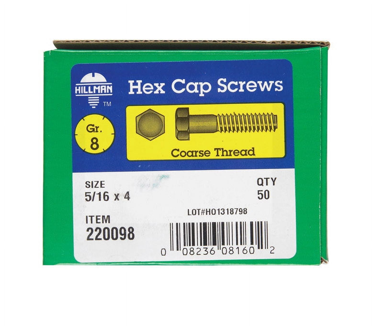 Hillman 5/16" Yellow Dichromate Grade 8 Steel Hex Head Cap Screw