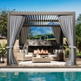 thumbnail image 4 of 10'x10' Metal Pergola, Outdoor Patio Pergola with Hardtop Roof,Aluminum Pergolas with Curtains,Waterproof Gazebo for Garden,Patio,Black, 4 of 8