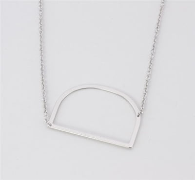 Silver Medium Sideways Initial Necklace 