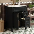 thumbnail image 4 of 24" Elegant French Compact Freestanding Cabinet, Bathroom Storage Unit with Adjustable Shelf, Modern Small Bathroom Vanity with Ceramic Sink for Bathroom, Black, 4 of 9