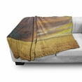 thumbnail image 2 of Safari Soft Flannel Fleece Throw Blanket, Giraffe in Savannah Colorful Cloudy Sky at Sunrise Grassland Autumn Picture, Cozy Plush for Indoor and Outdoor Use, 60" x 80", Yellow and Peach, by Ambesonne, 2 of 5